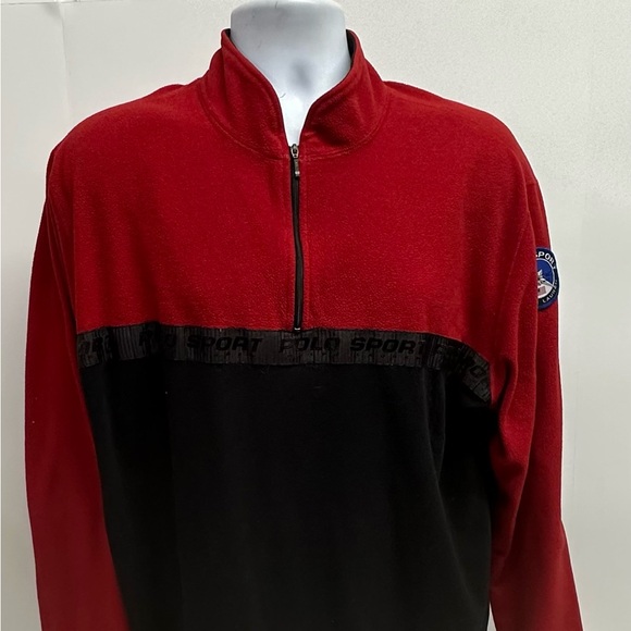 Vintage Polo Sport Arctic Challenge Fleece Half Zip Sweater Size XXL Red USA